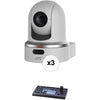 JVC 3x KY-PZ100 PTZ Robotic Cameras w/Free RM-LP100 IP Controller (White) - Coremicro